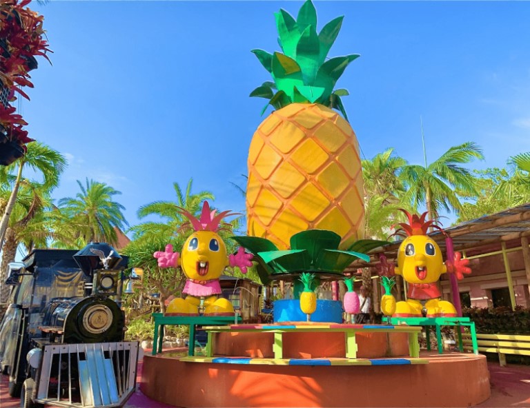 【沖繩繽紛樂】陽光鳳梨車．小希臘瀨長島．海洋博．美麗海水族館．玉泉洞 ４天